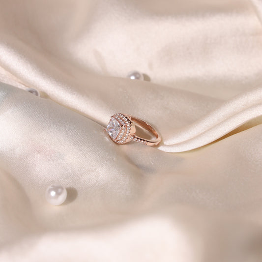 Pure Silver Rose Gold Levelled Ring