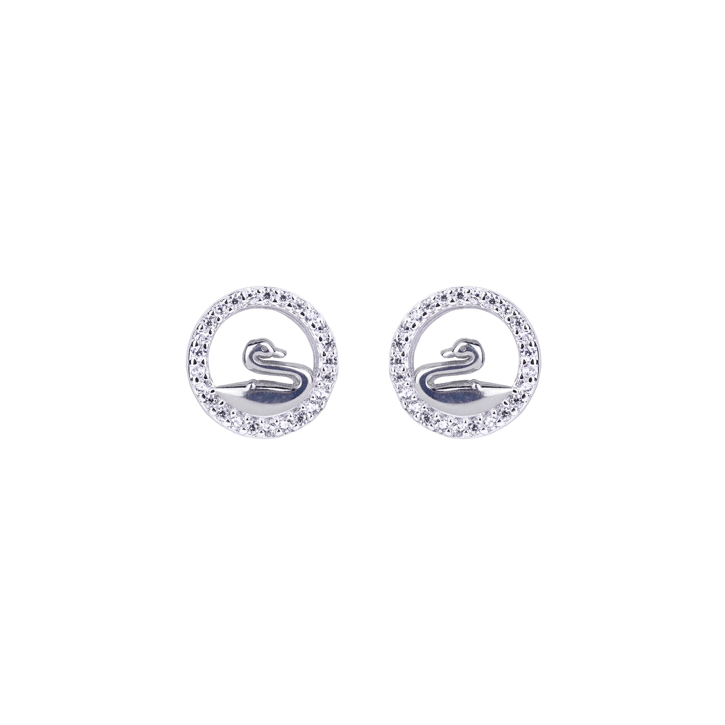 Pure Silver Swan Studs Earrings