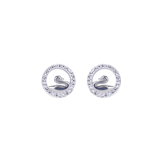 Pure Silver Swan Studs Earrings