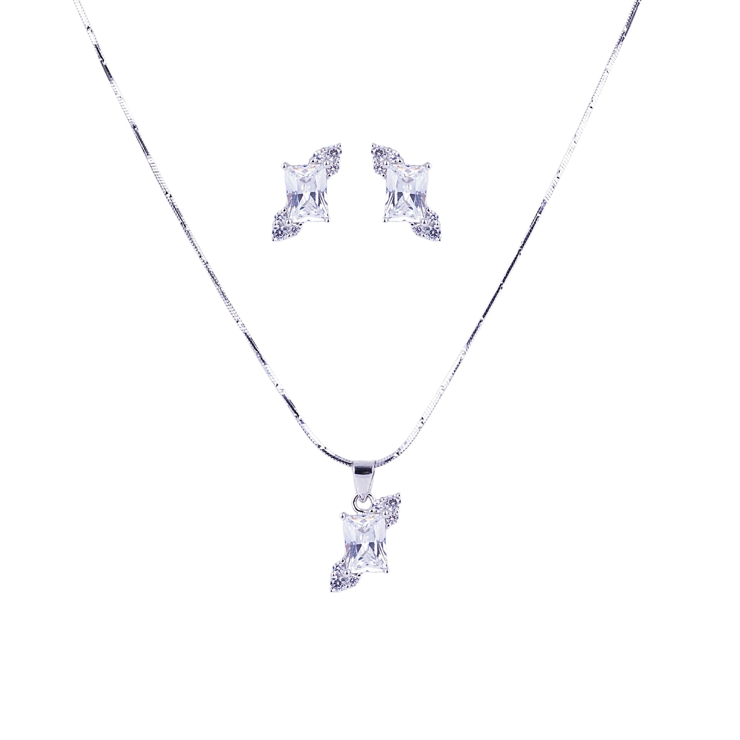 Pure Silver Square Prism Earrings