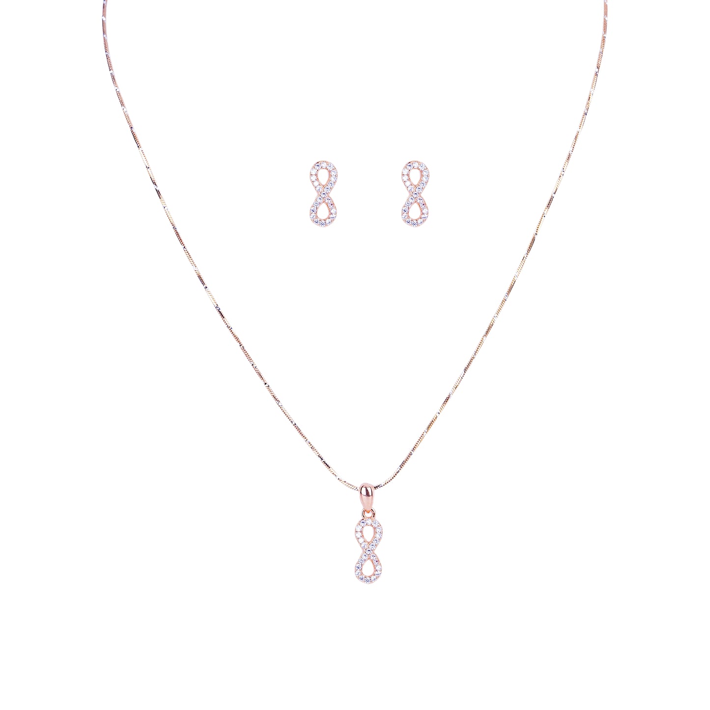 Pure Silver Rose Gold Infinity Earrings