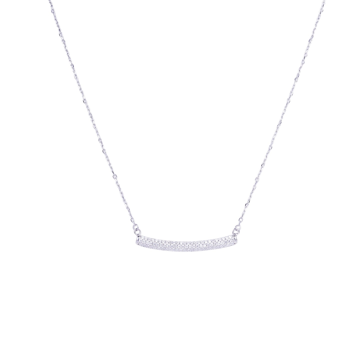 Pure Silver Crystal Curve Pendant