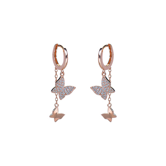 Pure Silver Rose Gold Glide Earrings