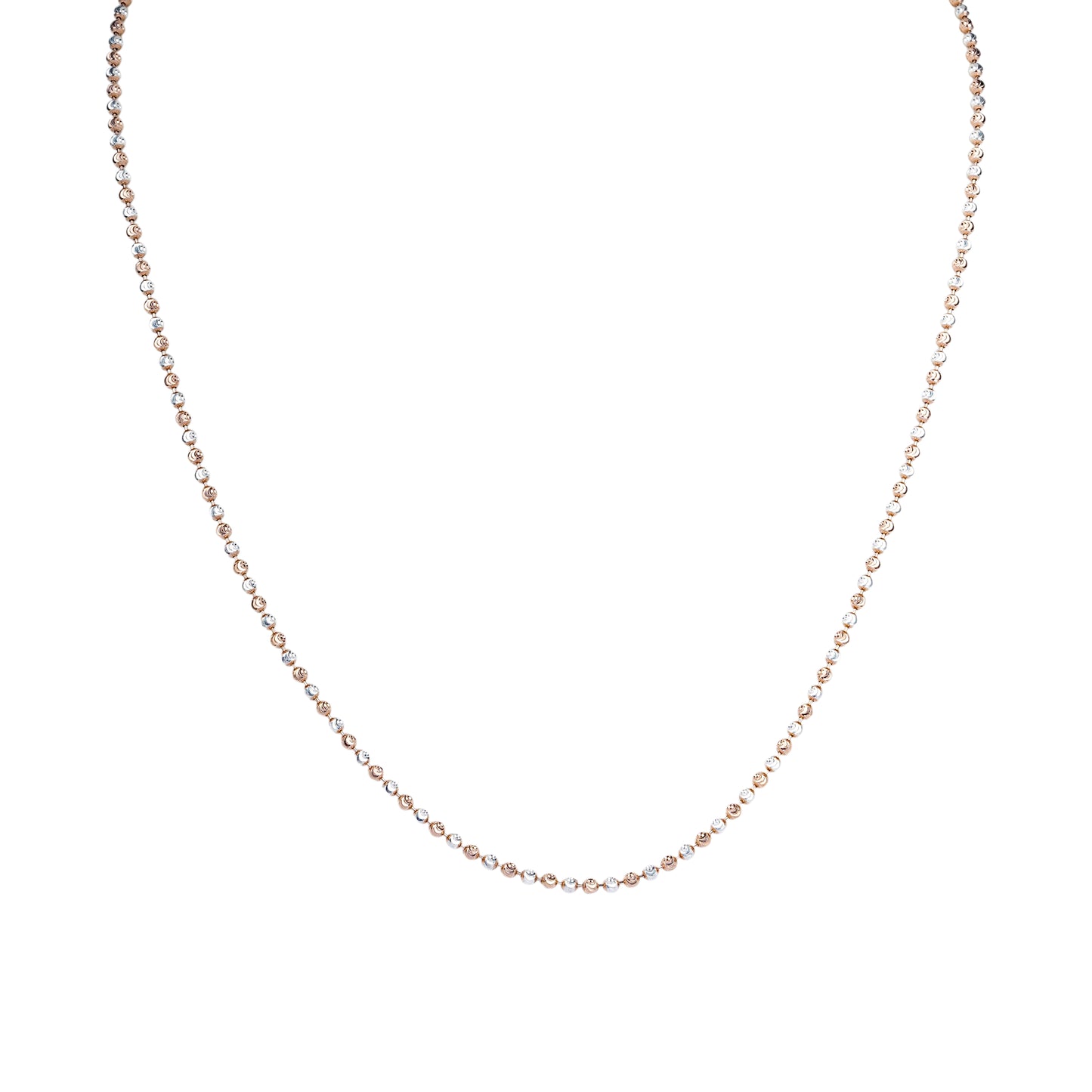 Pure Silver Rose Gold Studded Beads Chain