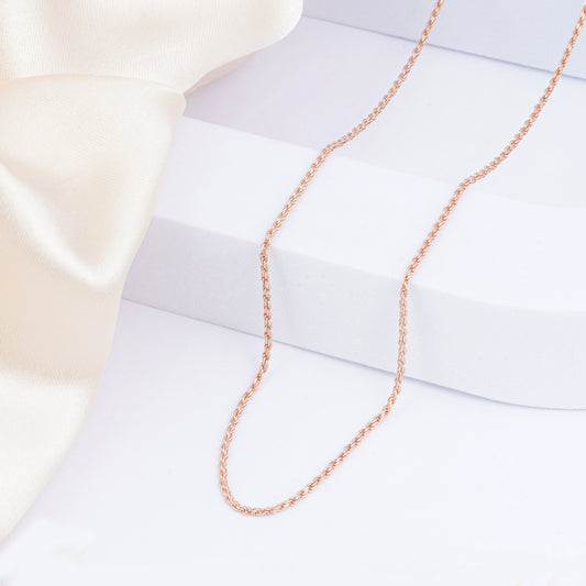Pure Silver Rose Gold Threaded Chain