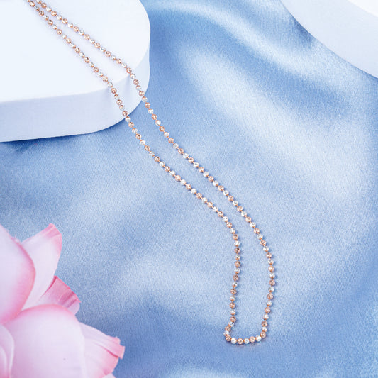 Pure Silver Rose Gold Studded Beads Chain