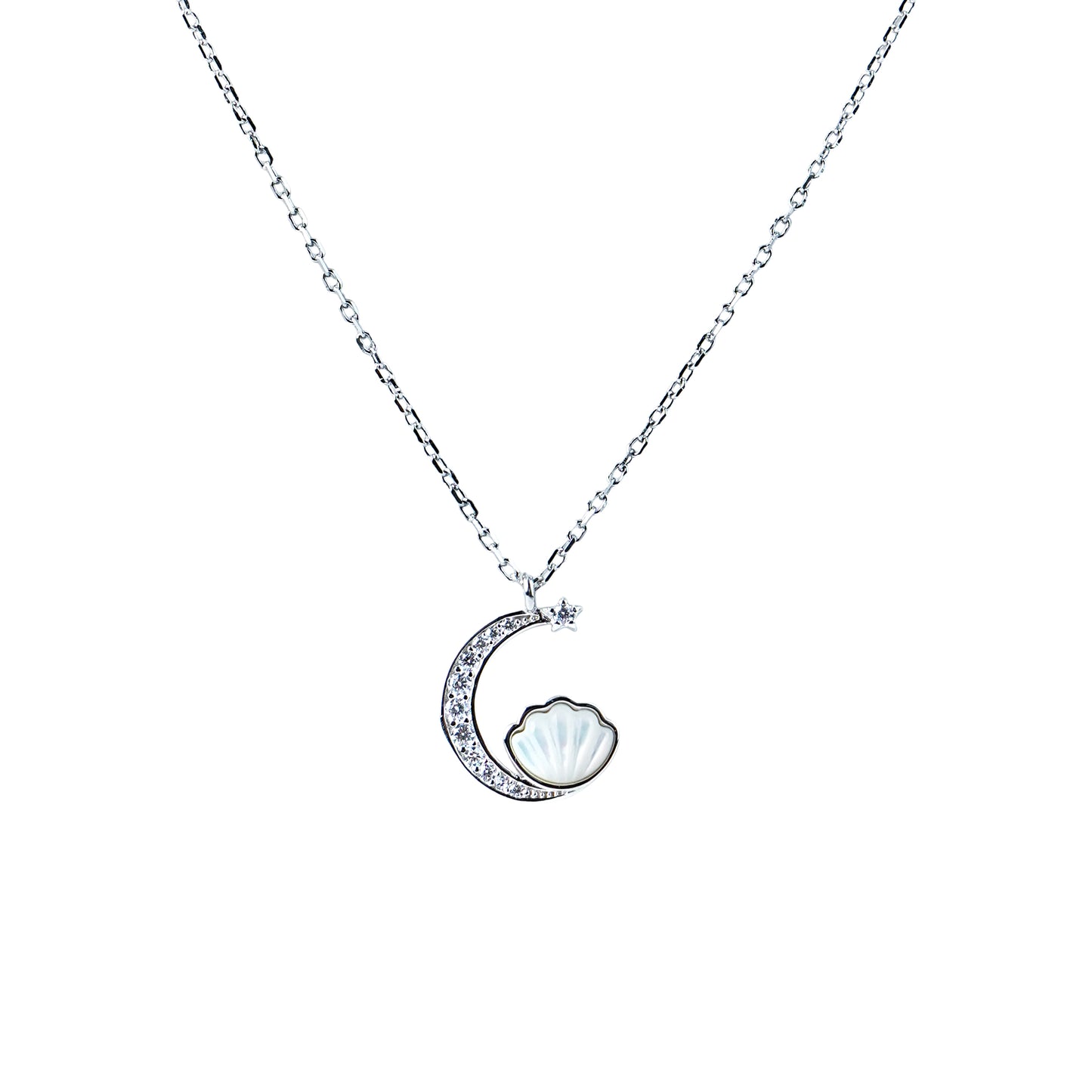 Pure Silver Moonlit Seashell Pendant