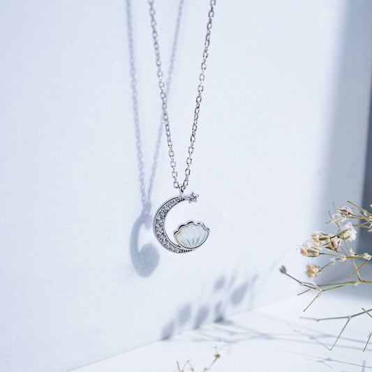Pure Silver Moonlit Seashell Pendant