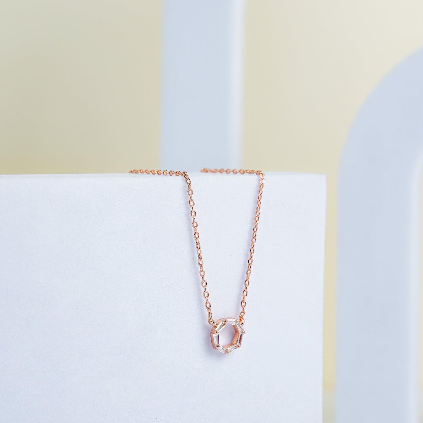 Pure Silver Rose Hexa Glint Pendant