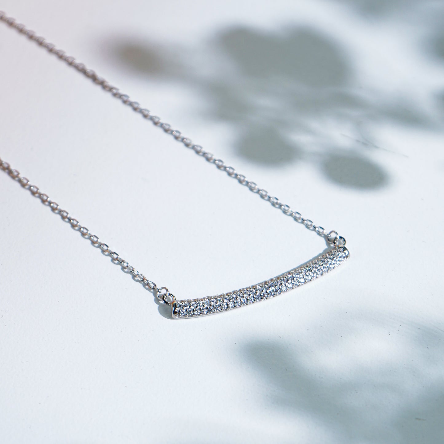 Pure Silver Crystal Curve Pendant