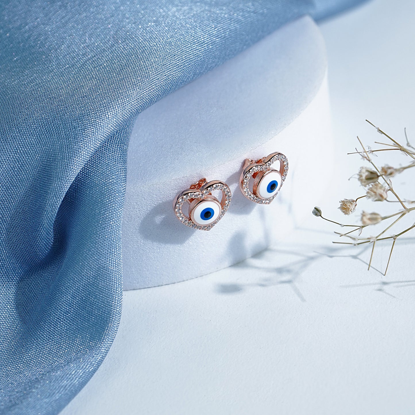 Pure Silver Celestial Heart Earrings