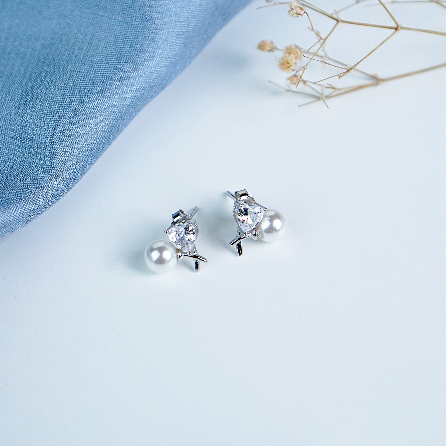 Pure Silver Starlit Pearl Earrings