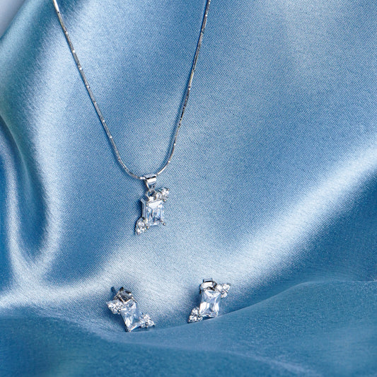 Pure Silver Square Prism Earrings