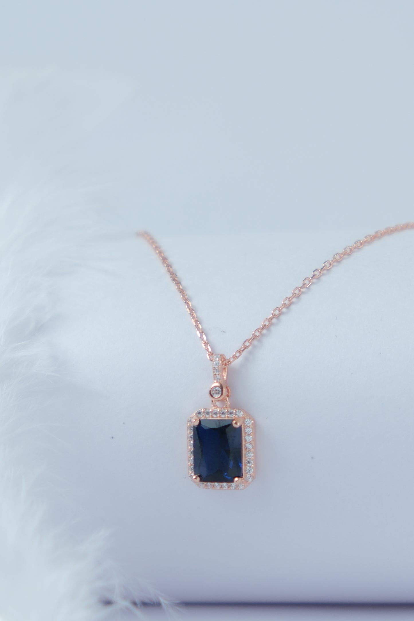 925 Rose Gold Blue Diamond Pendant