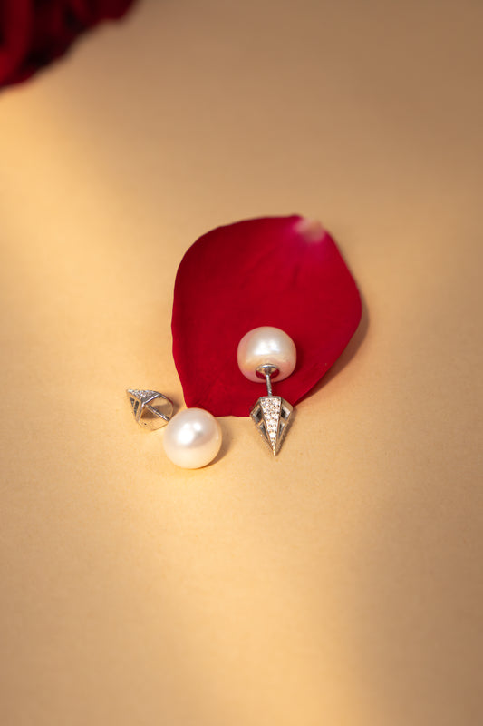 Lustrous Pearl Drops Silver Earrings