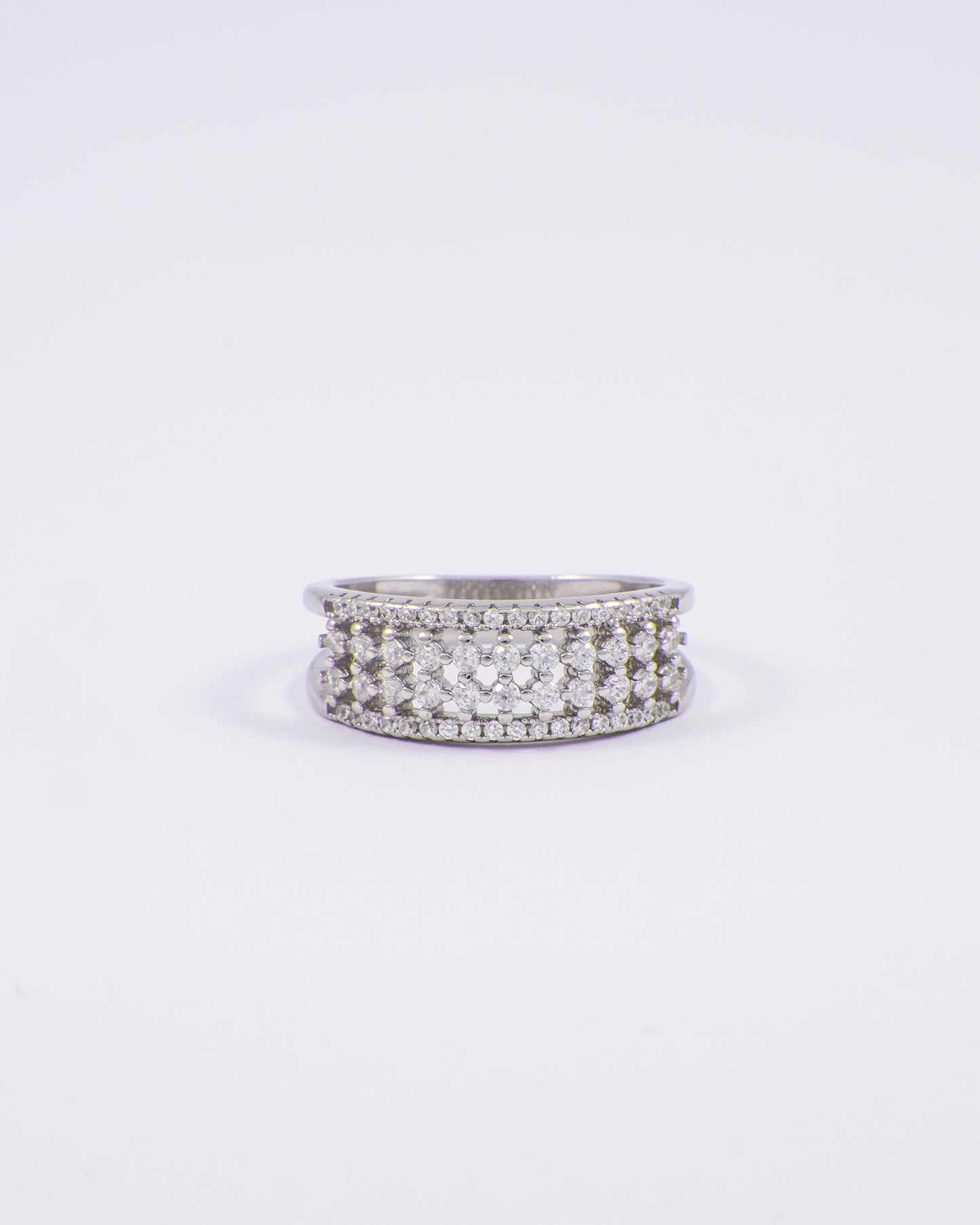 Silver Twin Sparkle Band Ring