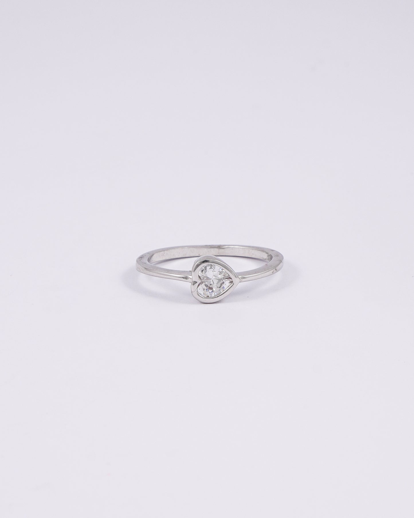 Silver Heart Diamond Ring
