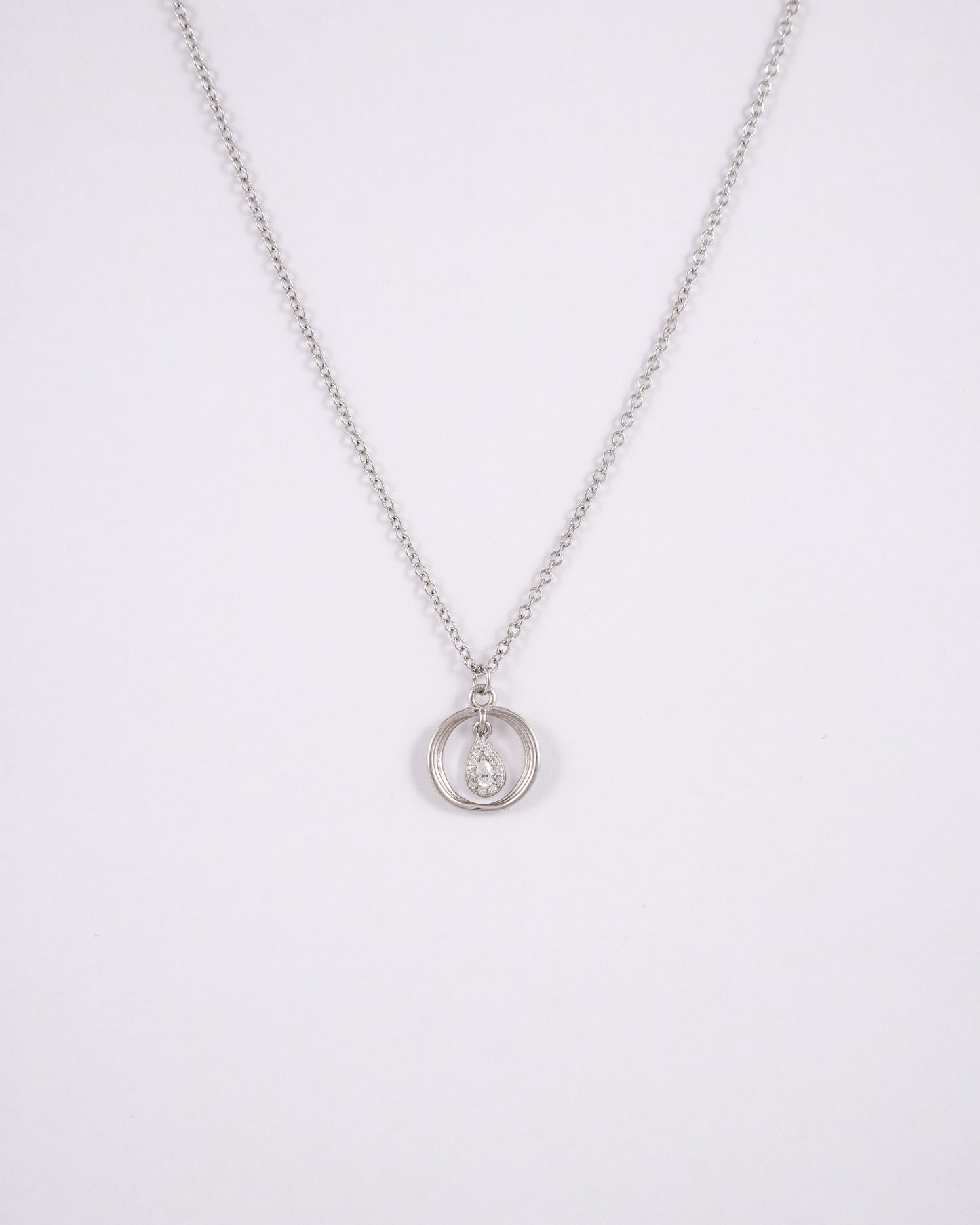 Silver Hoops Zircon Pendant