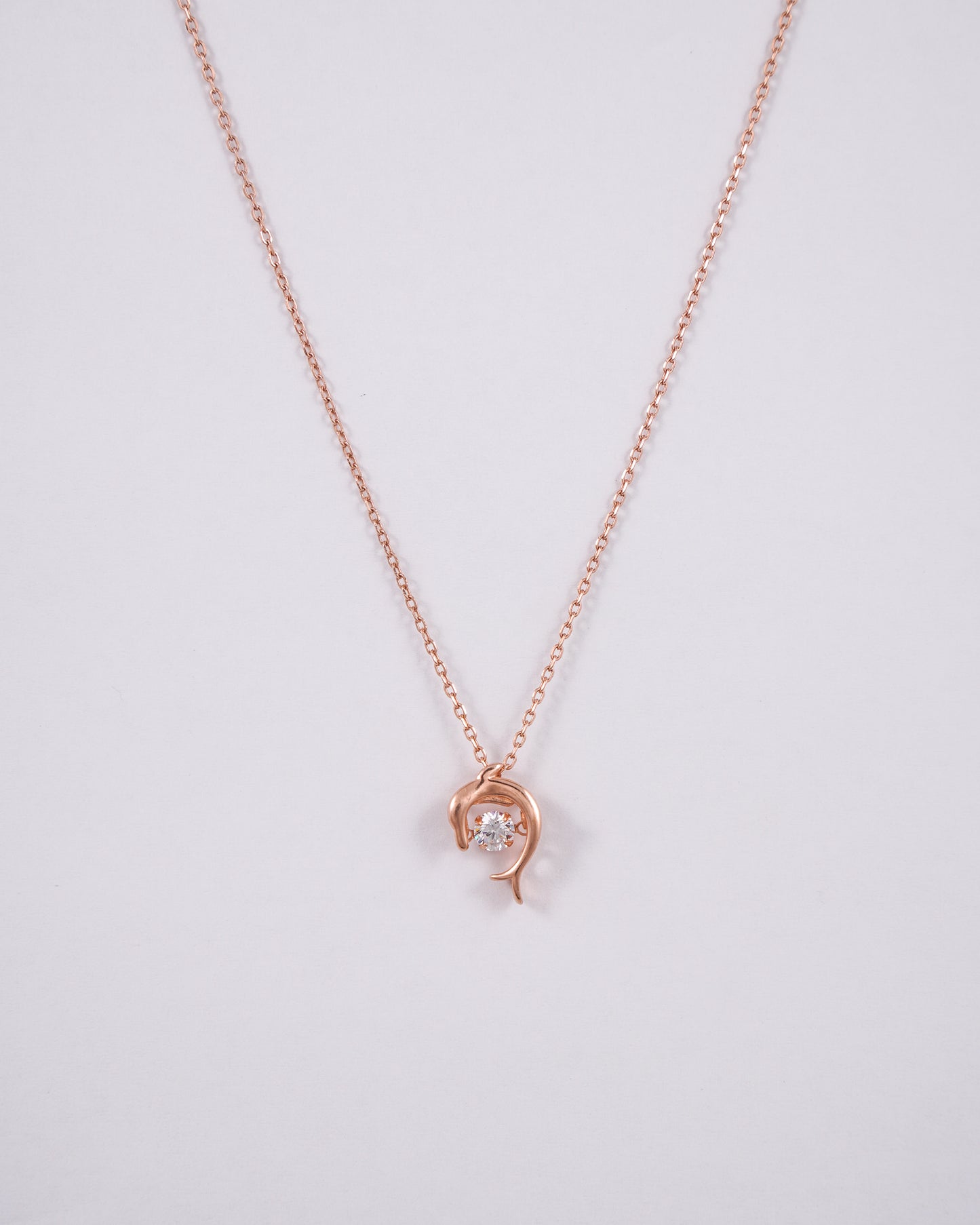 925 Rose Gold Mystic Dolphin Pendant