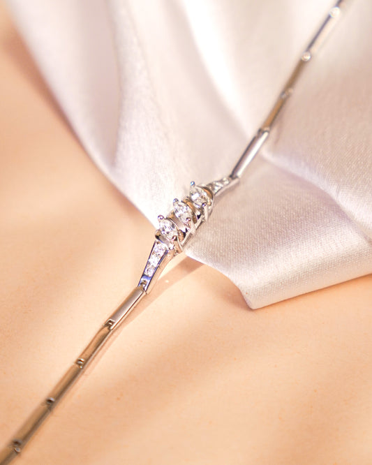 Tri Diamond Silver Bracelet