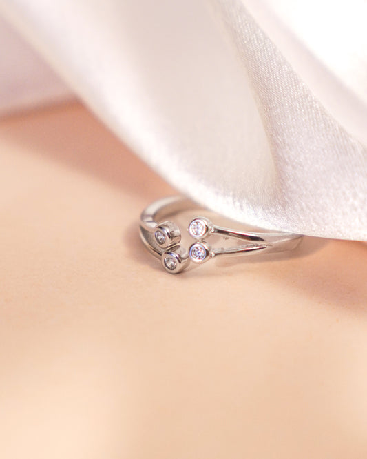 Silver 4 Subtle Spark Diamond Ring
