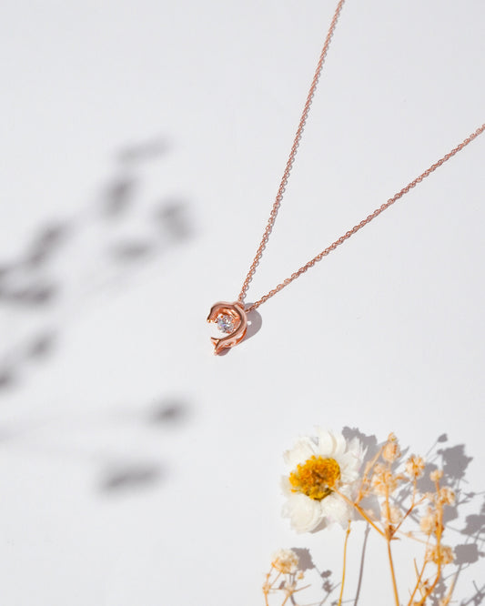 925 Rose Gold Mystic Dolphin Pendant