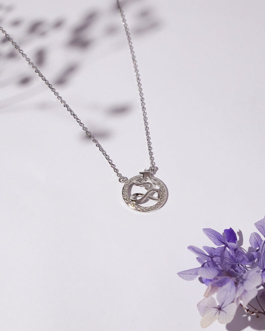 Silver Infinity Star Hoop Pendant