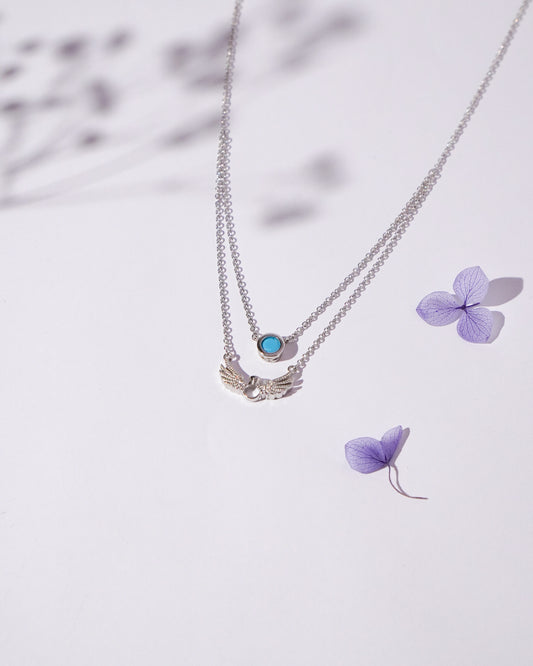 Blue Stone Winged Pendant