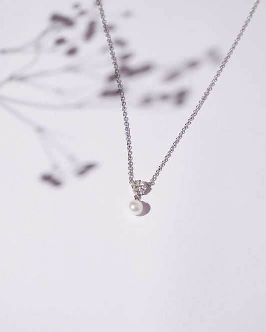 Silver Flower Pearl Pendant