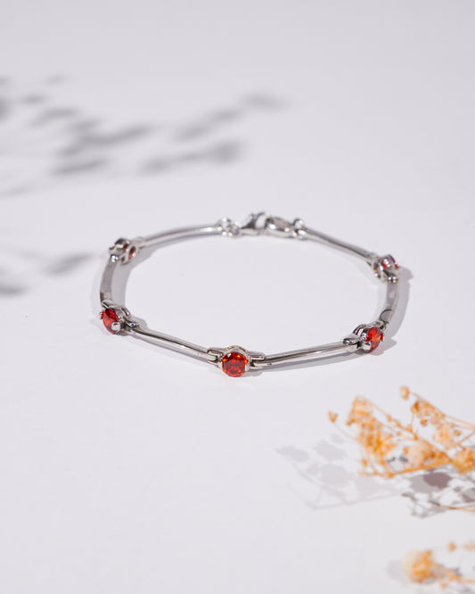 Step Red Diamond Silver Bracelet