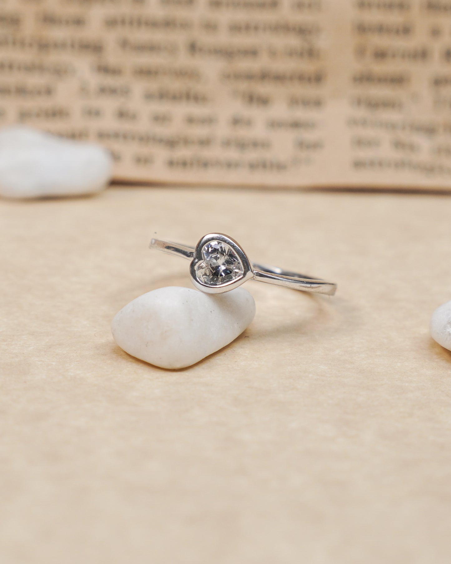 Silver Heart Diamond Ring
