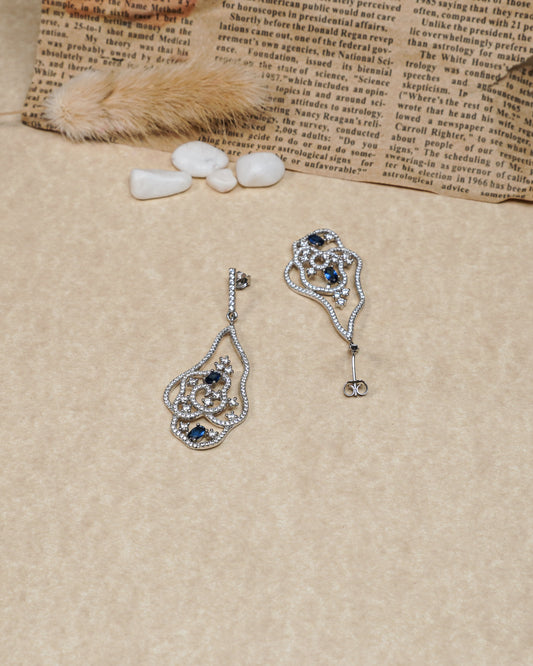 Sapphire Glow Silver Earrings