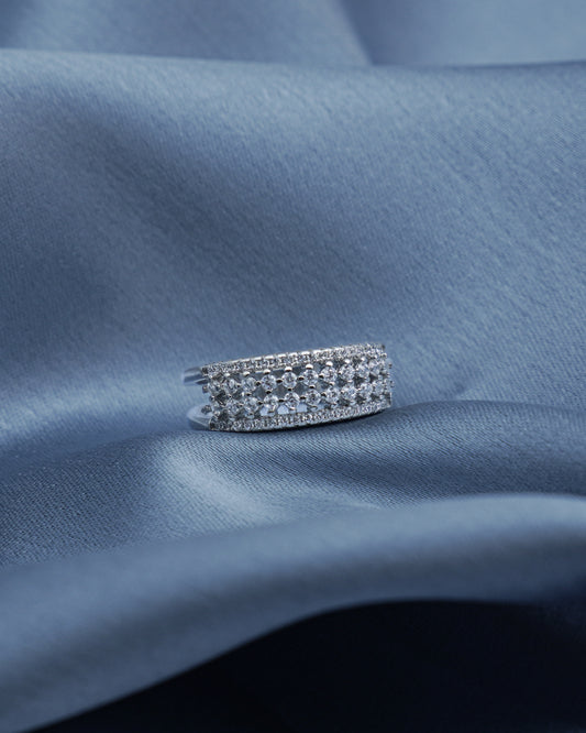 Silver Twin Sparkle Band Ring