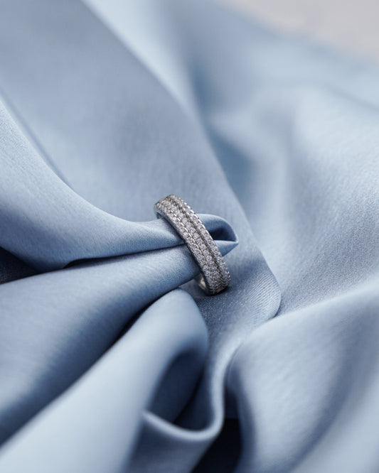 Silver Tri Layered Diamond Eternal Ring