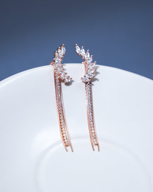 Rose Gold Stone Line Earrings