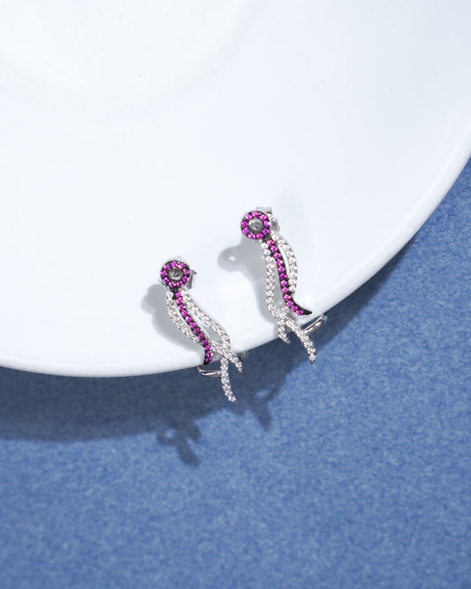 Pink Glimmer Silver Earrings