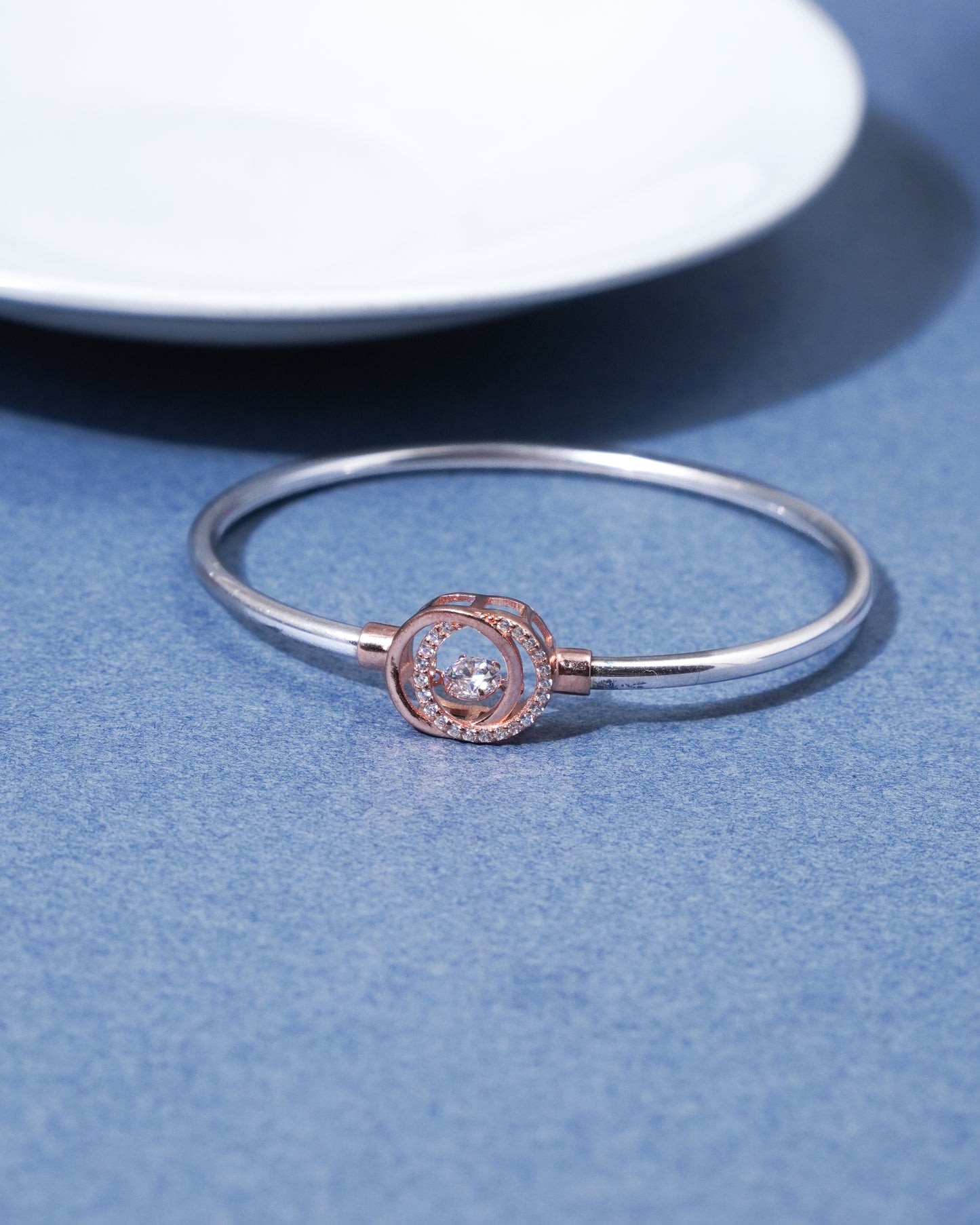 Dangling Diamond Silver Rose Gold Bracelet