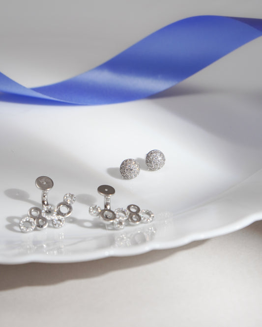 Glamour Orbs Silver Earrings