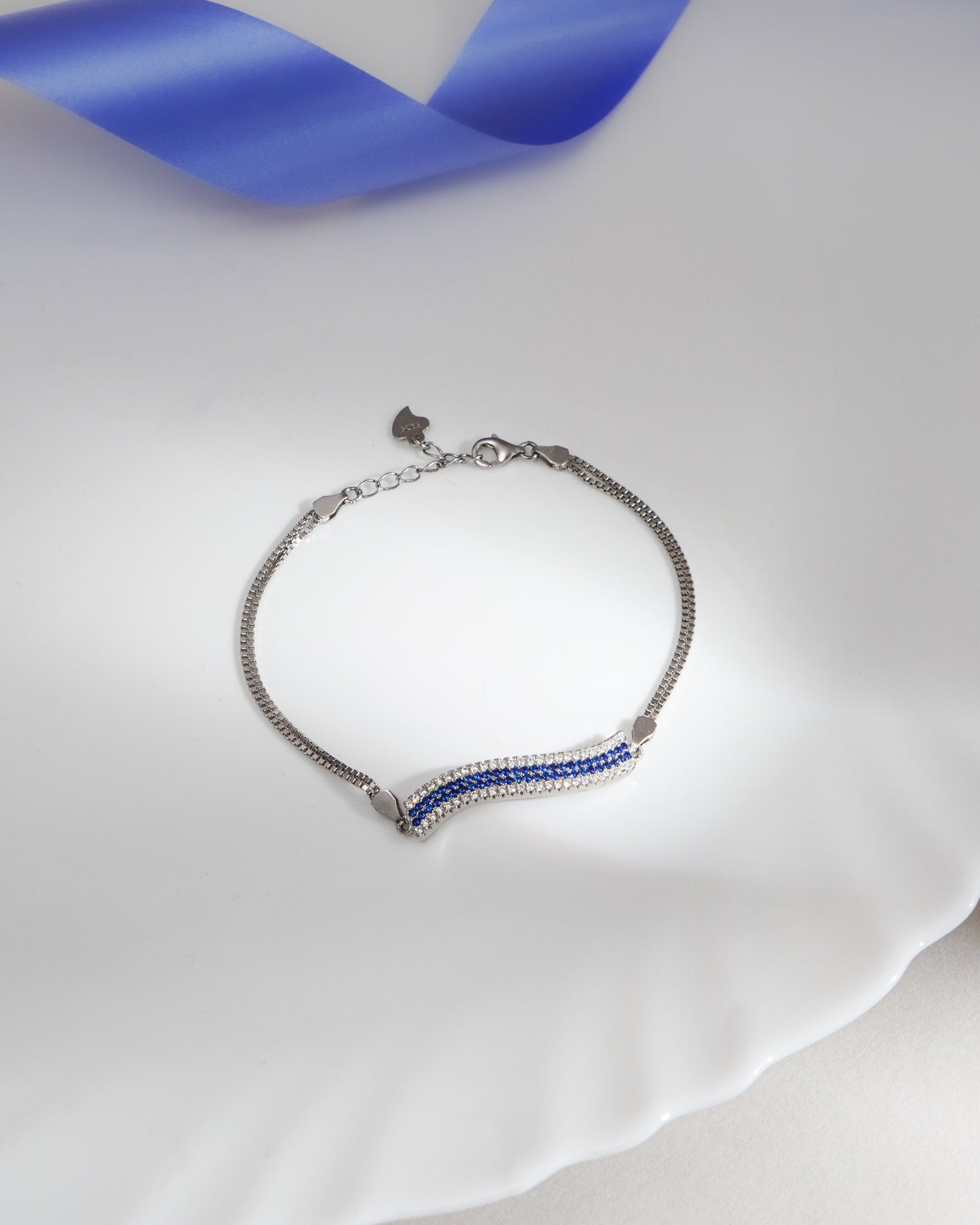 Azure Glow Silver Bracelet