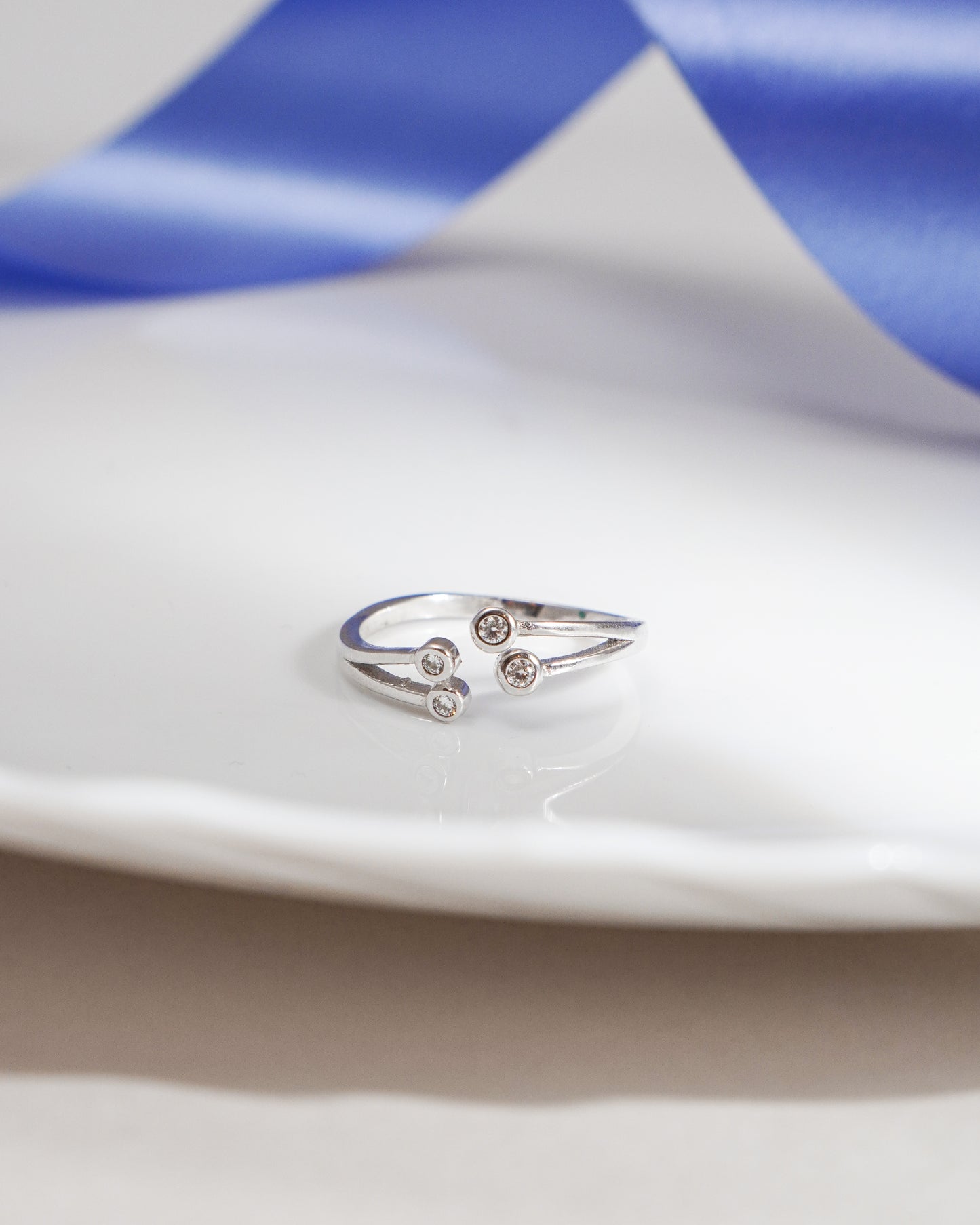 Silver 4 Subtle Spark Diamond Ring