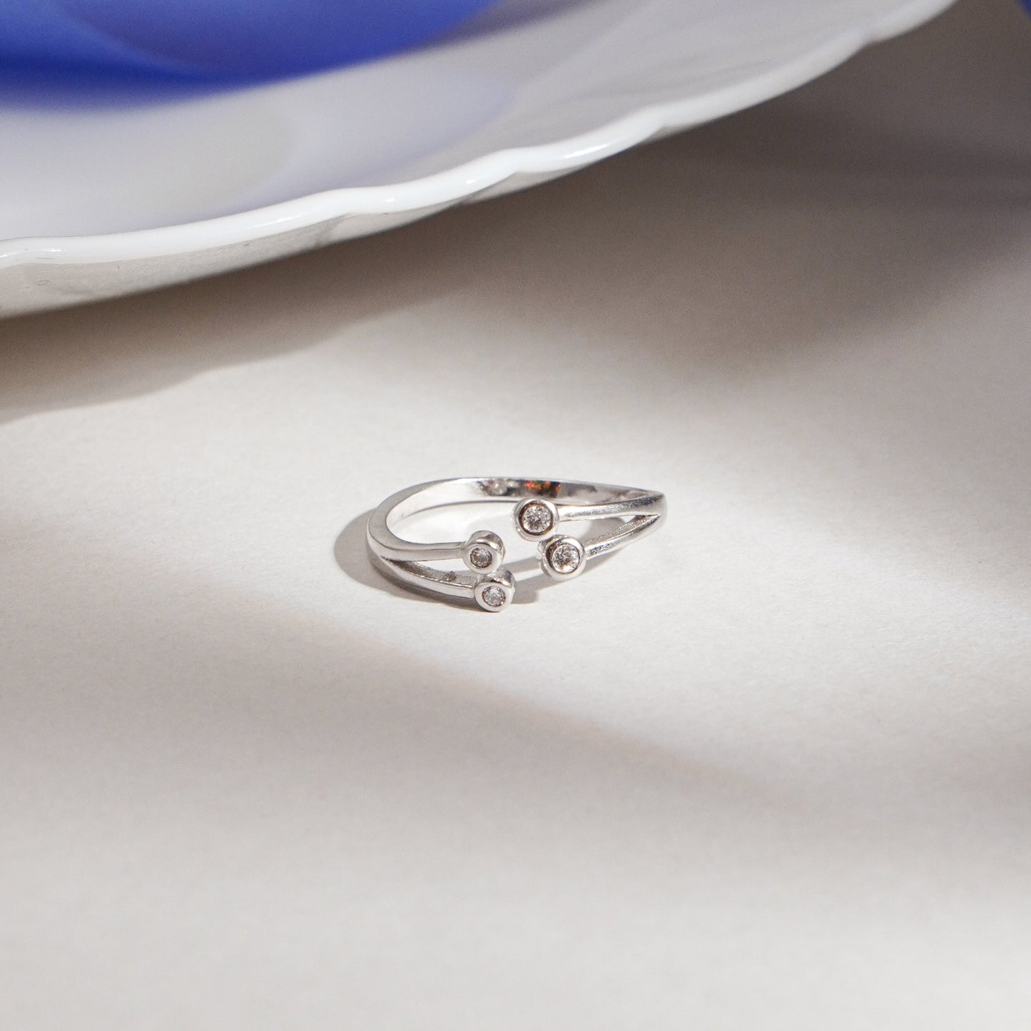 Silver 4 Subtle Spark Diamond Ring