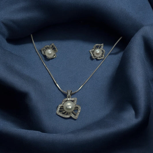 Pure Silver White Pearl Drops Set