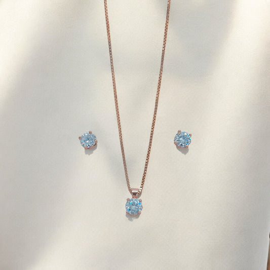 Pure Silver Rosette Charm Pendant Earring Set