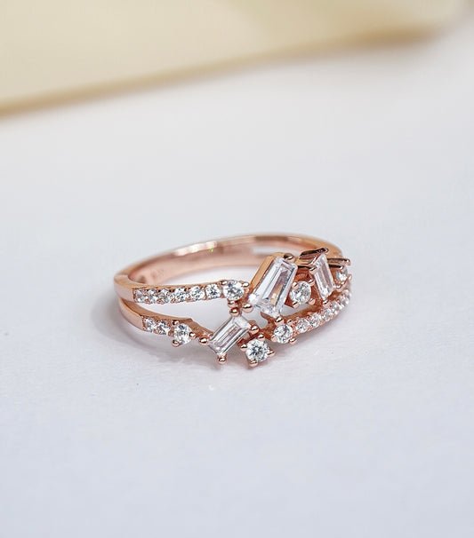 Pure Silver Rose Gold Aurora Ring