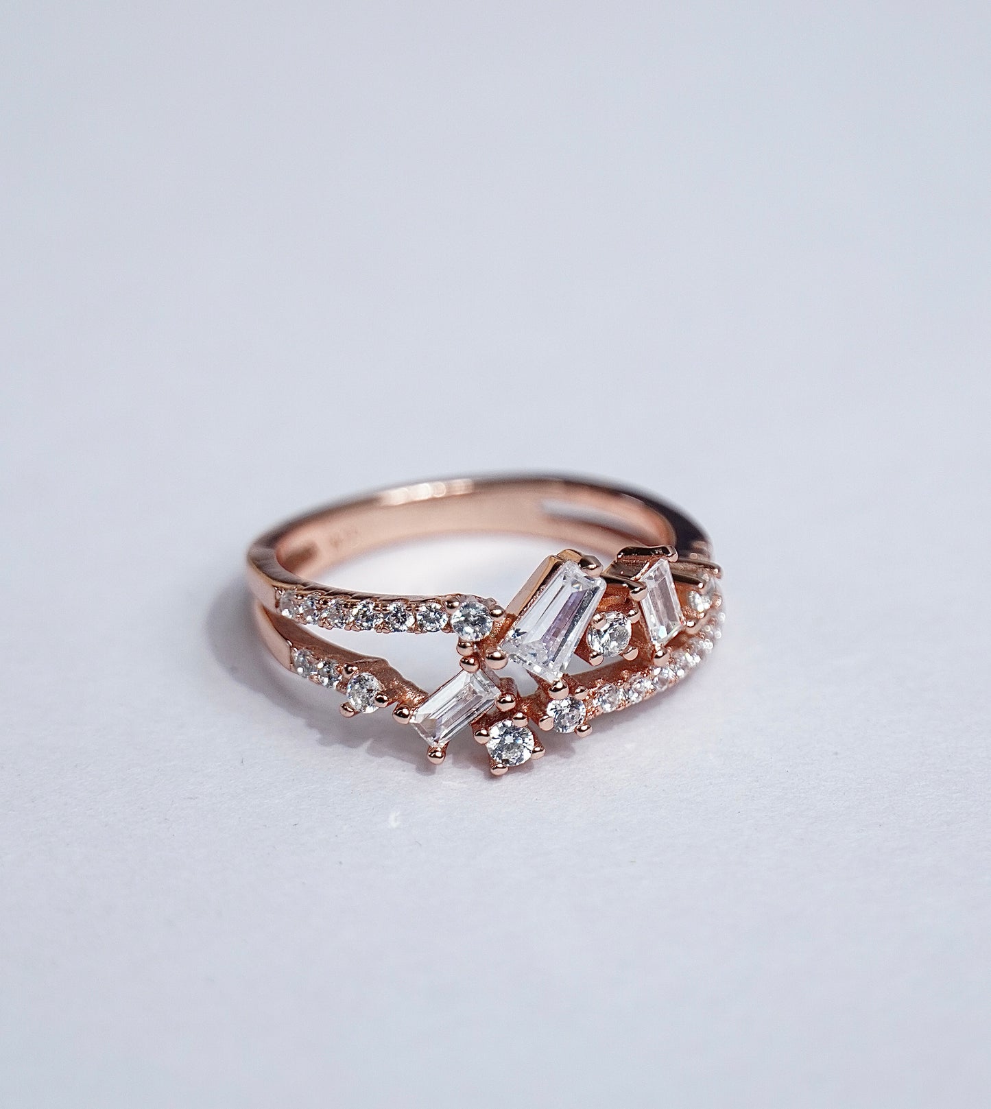 Pure Silver Rose Gold Aurora Ring