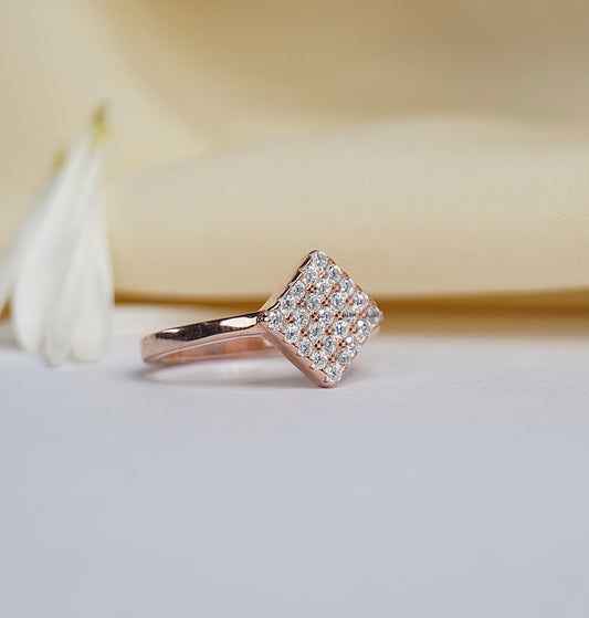 Pure Silver Rose Gold Quartz Glow Ring