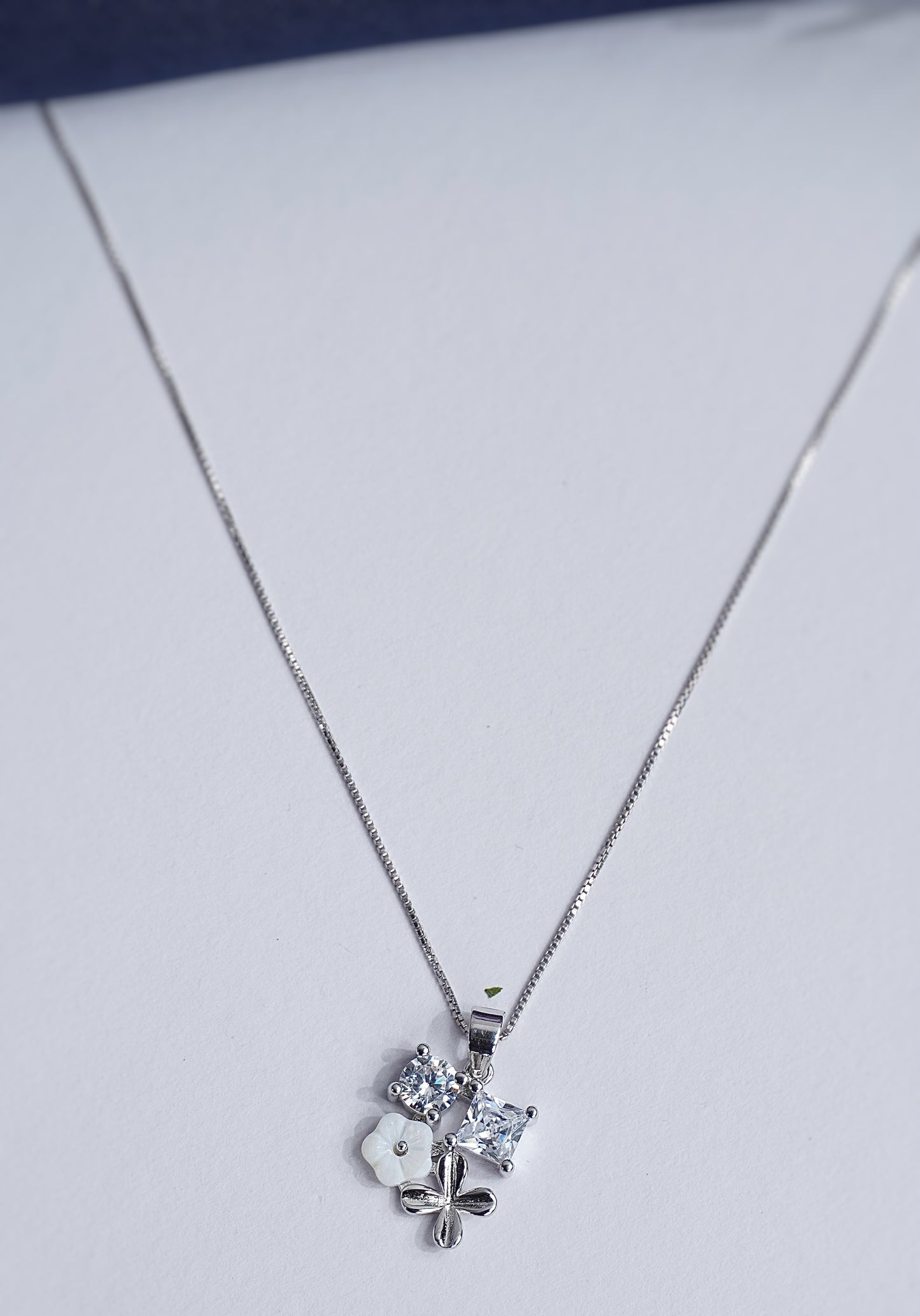 925 Silver 2 Stone Flower Pendant