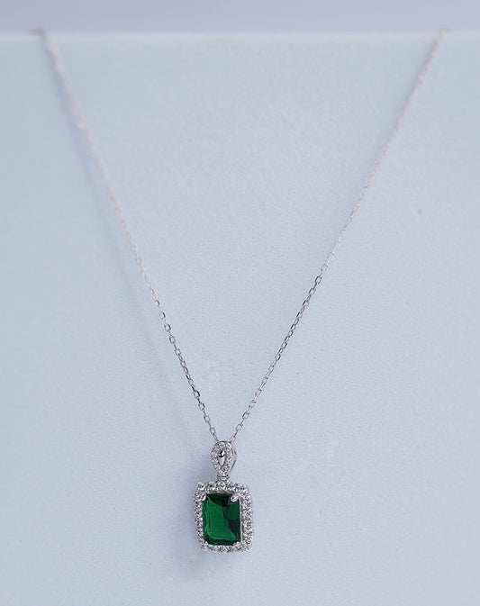 925 Silver Green Diamond Pendant