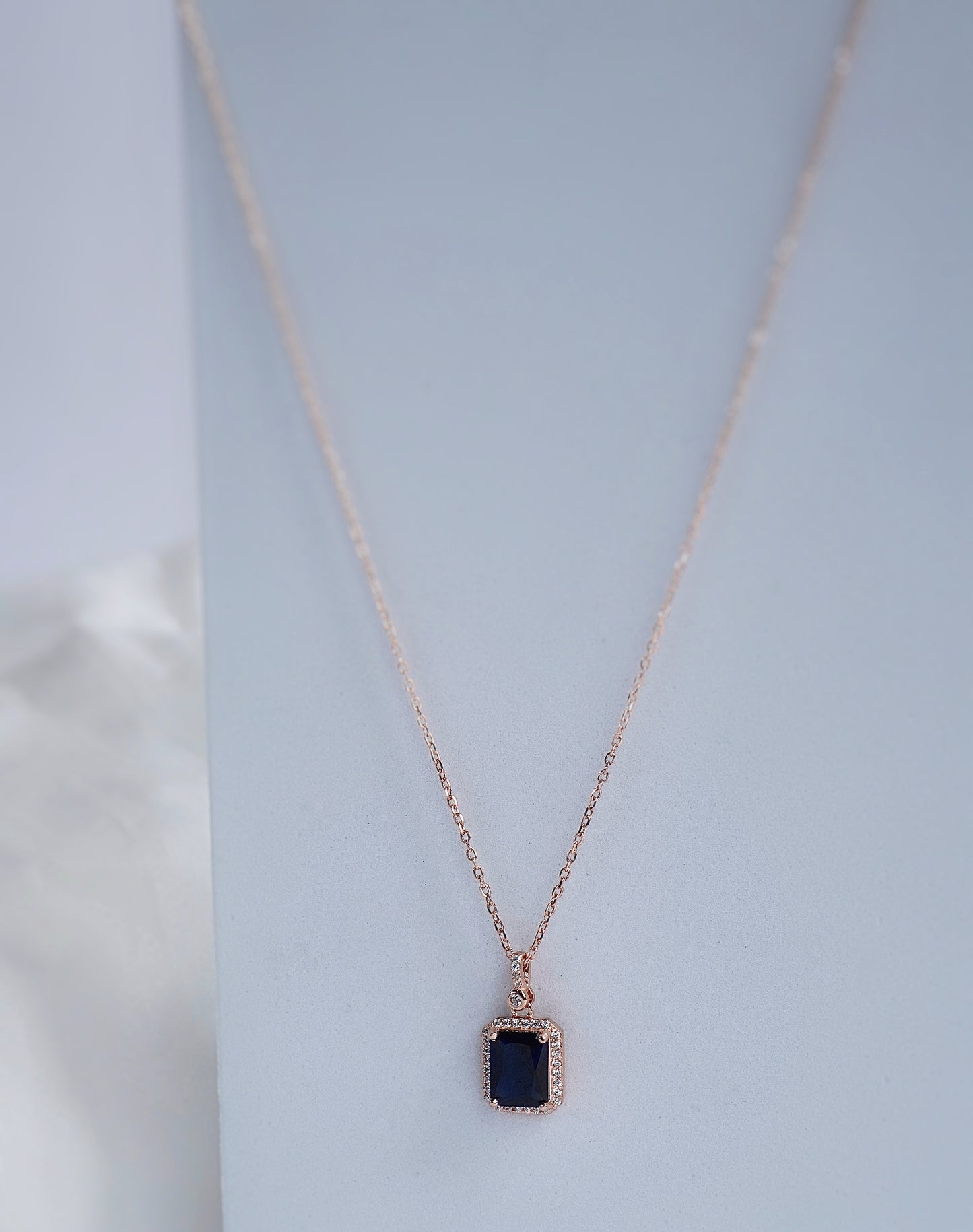 925 Rose Gold Blue Diamond Pendant