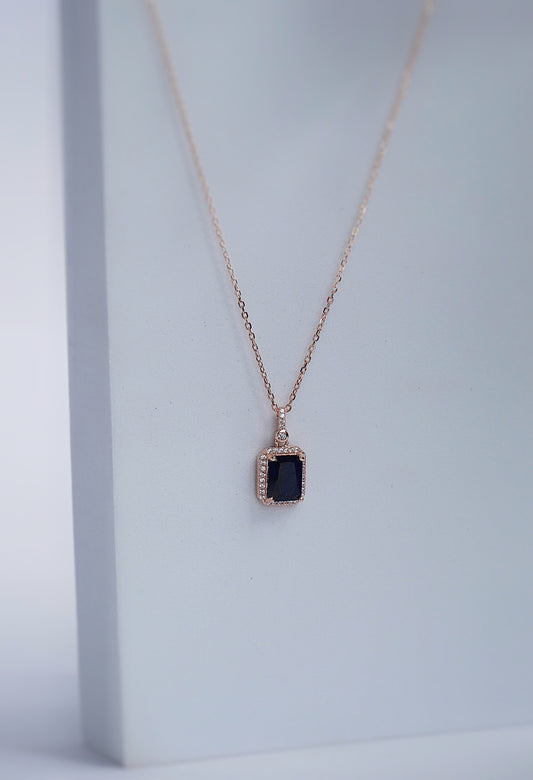 925 Rose Gold Blue Diamond Pendant